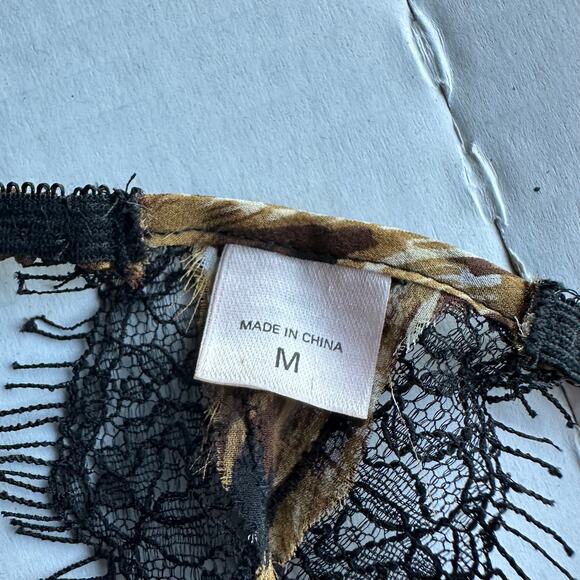 Md Y2K VTG Victoria’s Secret Leopard Silk Cami & Thong Set Babydoll Eyelash Lace - Picture 10 of 10